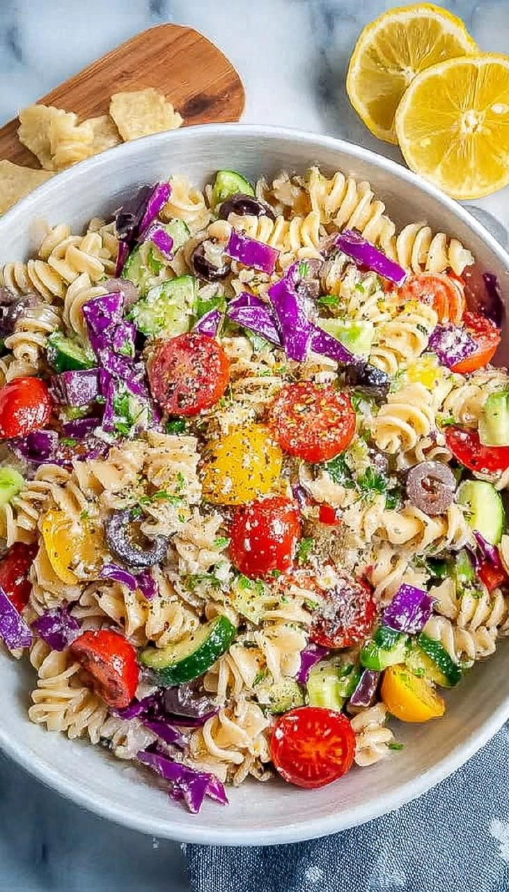 Vegetarian Pasta Salad with Fresh Vegetables