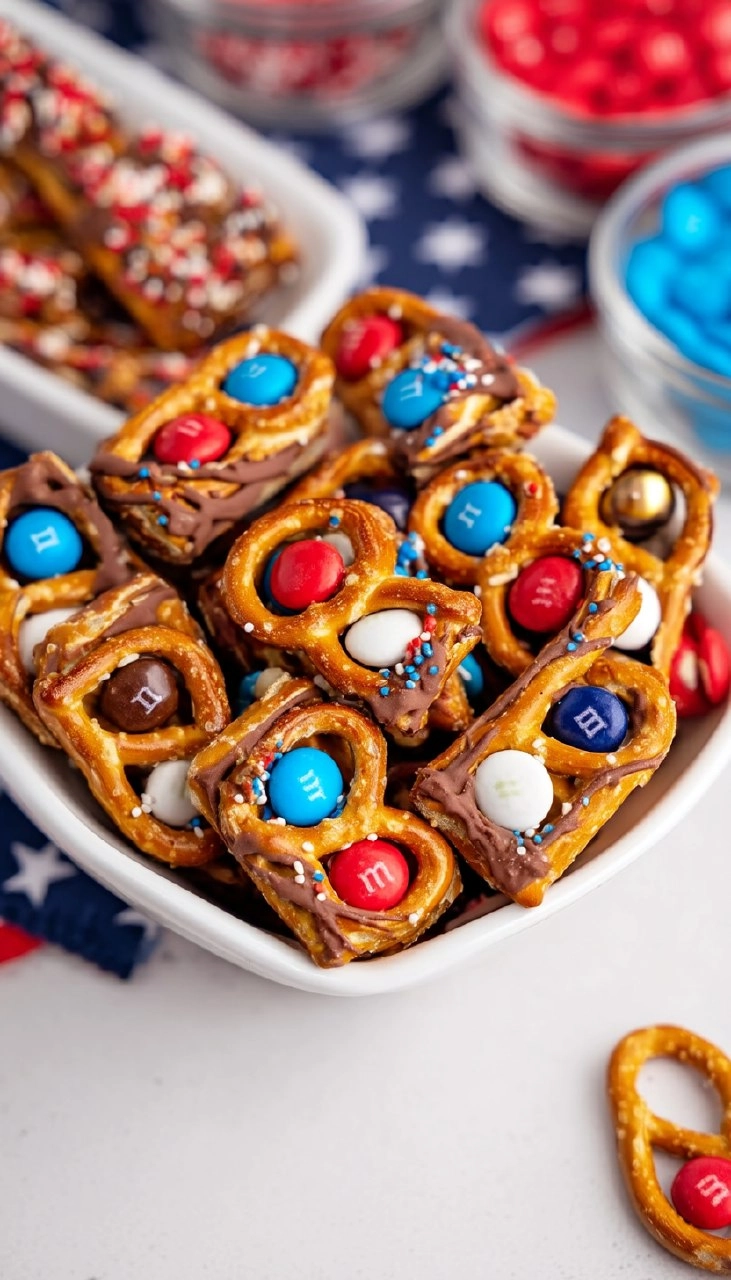 4th of July Pretzel and M&M Treats 56 4th of July Pretzel and M&M Treats
