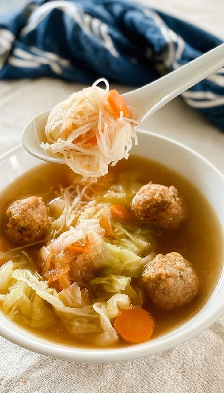 Asian Soup with Cabbage and Meatballs 73 Asian Soup with Cabbage and Meatballs