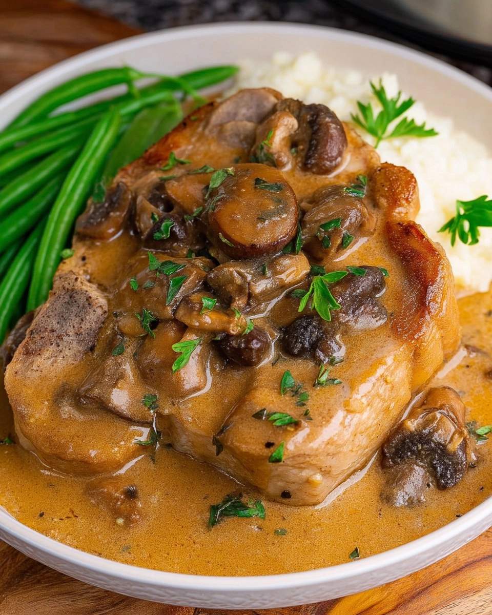 Crockpot Smothered Pork Chops with Mushroom Gravy 73 Crockpot Smothered Pork Chops with Mushroom Gravy