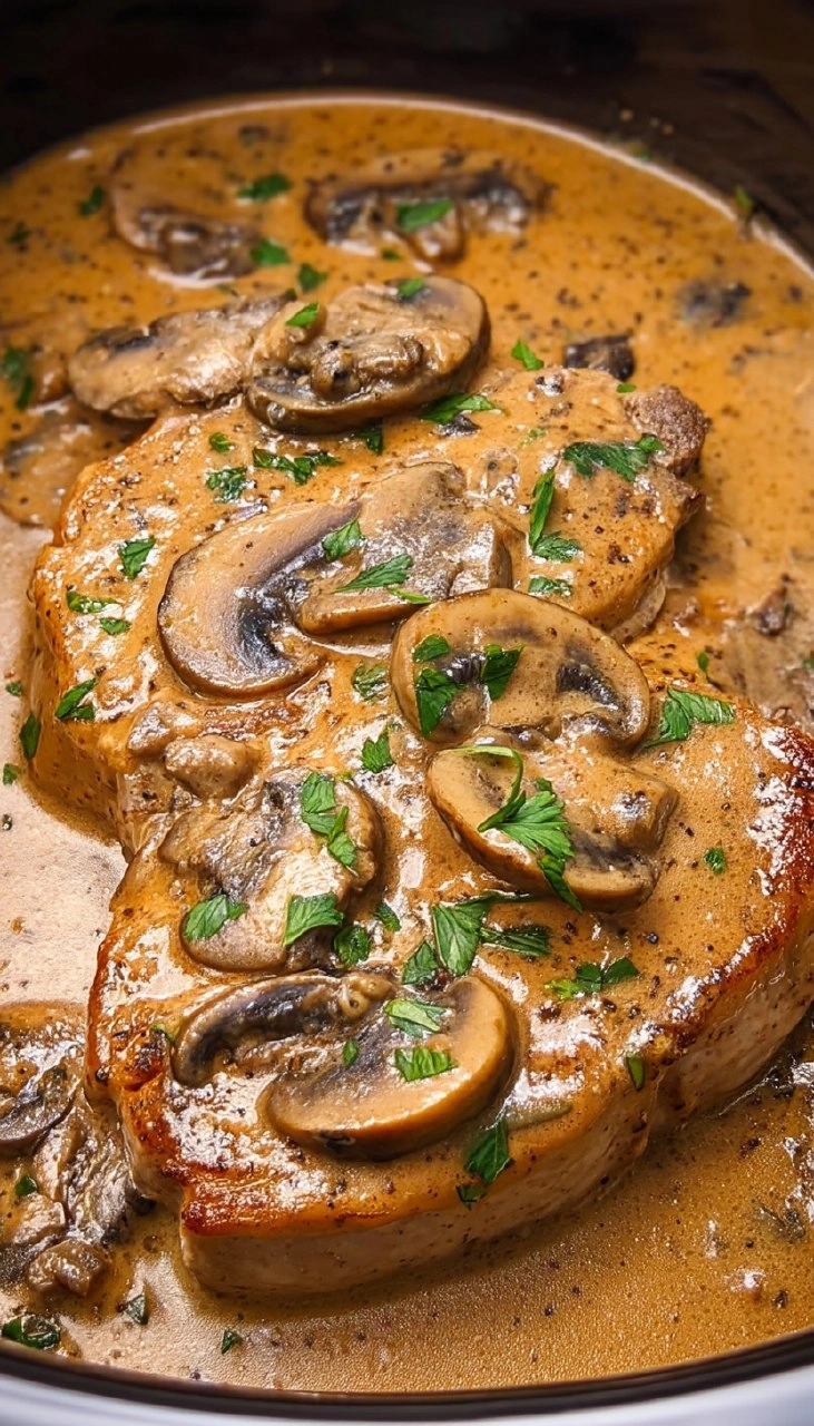 Crockpot Smothered Pork Chops with Mushroom Gravy 72 Crockpot Smothered Pork Chops with Mushroom Gravy