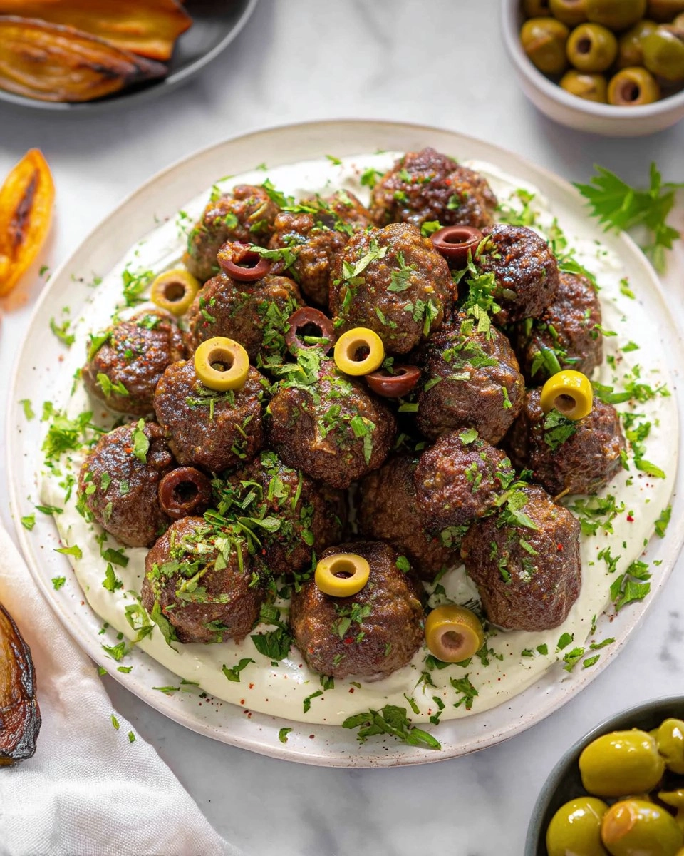 Herby Meatballs with Whipped Feta + Olives 146 Herby Meatballs with Whipped Feta + Olives