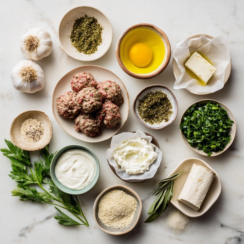 Herby Meatballs with Whipped Feta + Olives 147 Herby Meatballs with Whipped Feta + Olives