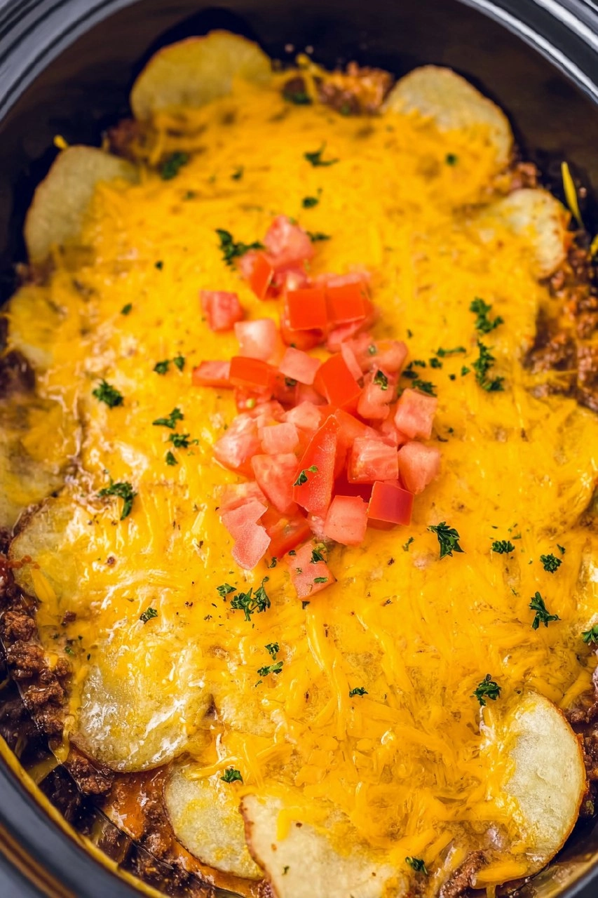 Slow Cooker Beef Taco Casserole